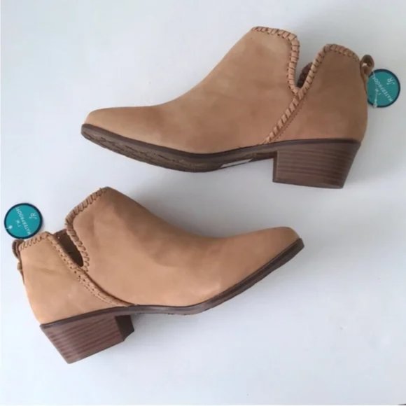 Jack Rogers Suede Ankle Boots Tan Oak Waterproof Layla Booties size 8.5 NEW - Picture 11 of 12